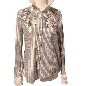 Kate spade pinstripe floral ruffled top